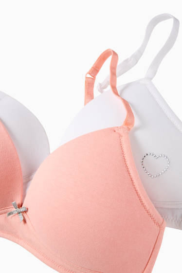 Děti - dívky - Sada podprsenky - korálová