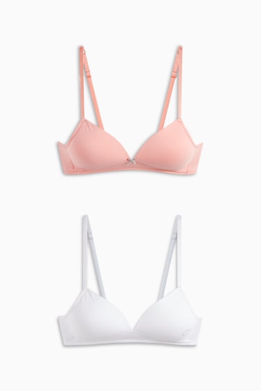 Děti - dívky - Sada podprsenky - korálová