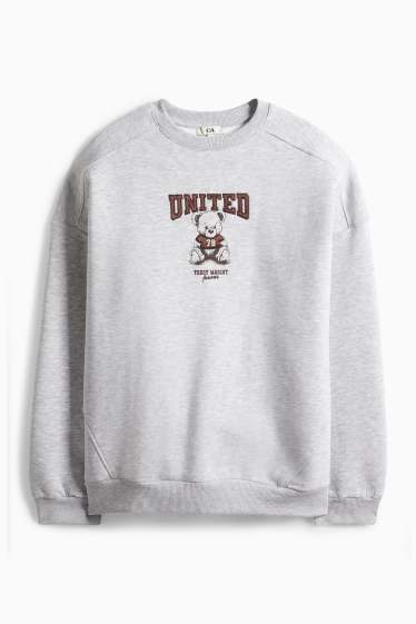 Damen - Oversized-Sweatshirt - hellgrau-melange