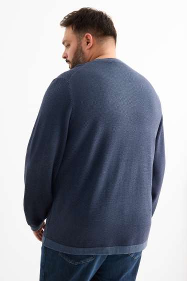 Bărbați - Pulover - structurat - albastru închis