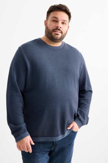 Bărbați - Pulover - structurat - albastru închis