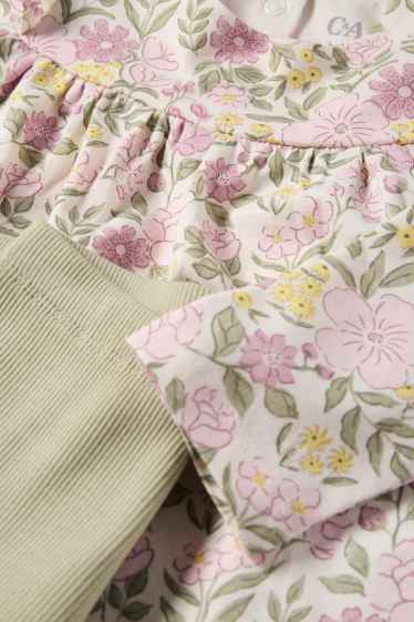 Miminka - dívky - Květiny - outfit pro miminka - 3dílný - světle zelená