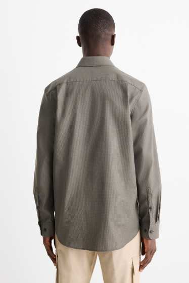 Hommes - Chemise de bureau - regular fit - col kent - facile à repasser - texturée - vert