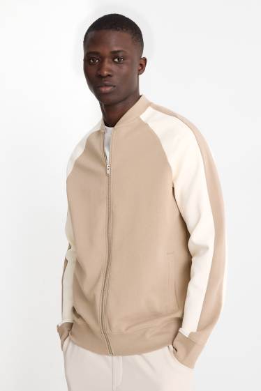 Herren - Sweatjacke - weiß / beige