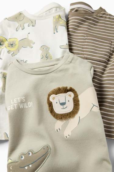 Baby Boys - Multipack of 3 - wild animals - short sleeve T-shirt - beige