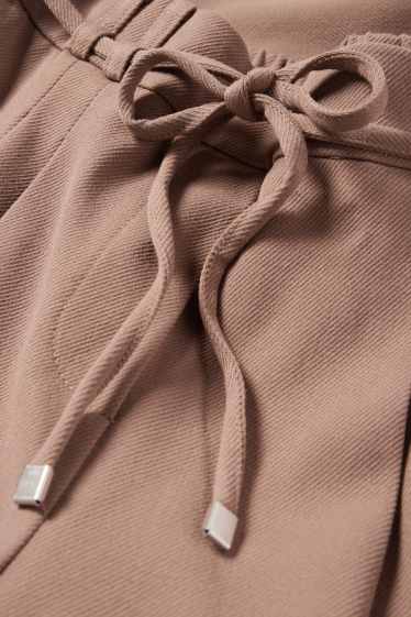 Femmes - Pantalon en toile - high waist - tapered fit - beige