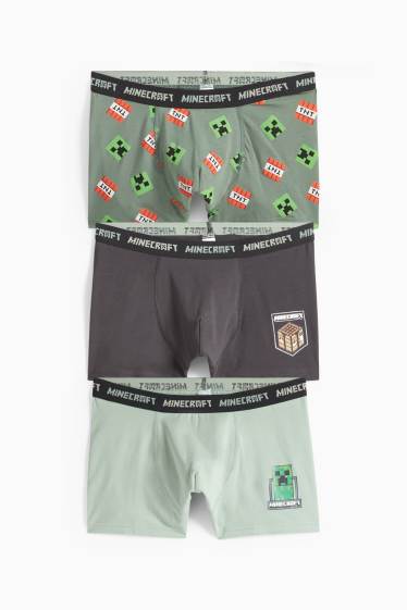 Kinderen: jongens - Set van 3 - Minecraft - boxershorts - grijs / groen