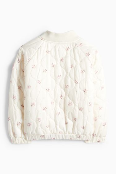 Kinderen: meisjes - Bloem - gewatteerde jas - crème wit