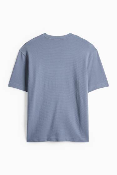 Men - T-shirt - relaxed fit - ribbed - dark blue