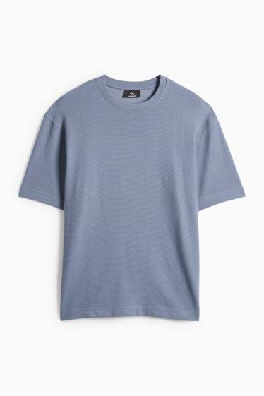 Men - T-shirt - relaxed fit - ribbed - dark blue