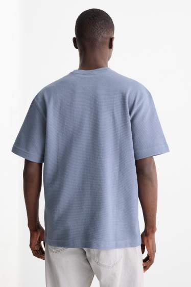 Men - T-shirt - relaxed fit - ribbed - dark blue