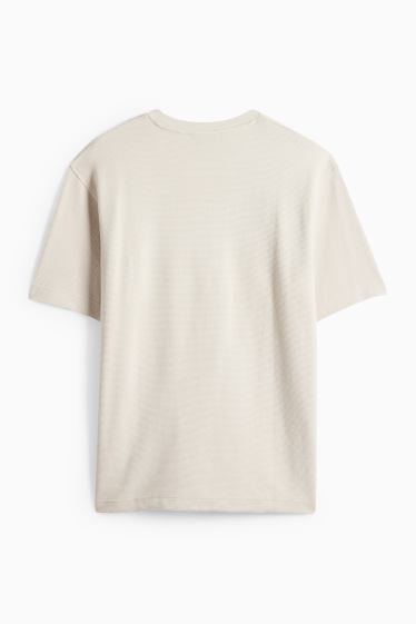 Bărbați - Tricou - relaxed fit - reiat - bej