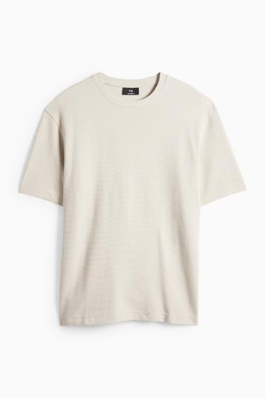 Bărbați - Tricou - relaxed fit - reiat - bej