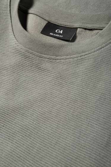 Heren - T-shirt - relaxed fit - ribstof - grijs