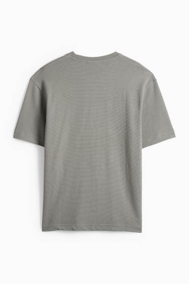 Heren - T-shirt - relaxed fit - ribstof - grijs