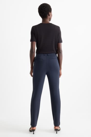 Dames - Jersey broek - high waist - tapered fit - donkerblauw