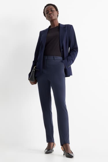 Dames - Jersey broek - high waist - tapered fit - donkerblauw