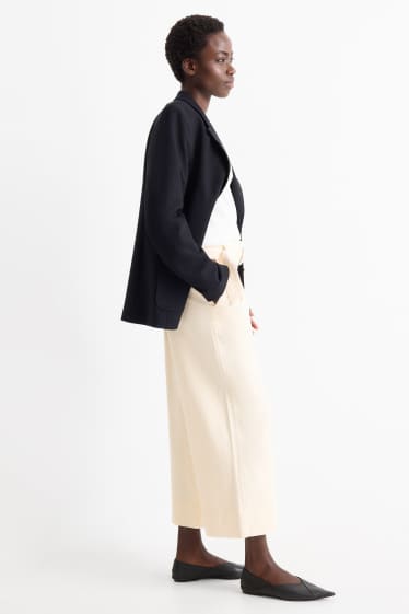 Femmes - Pantalon en toile avec ceinture - high waist - wide leg - beige clair