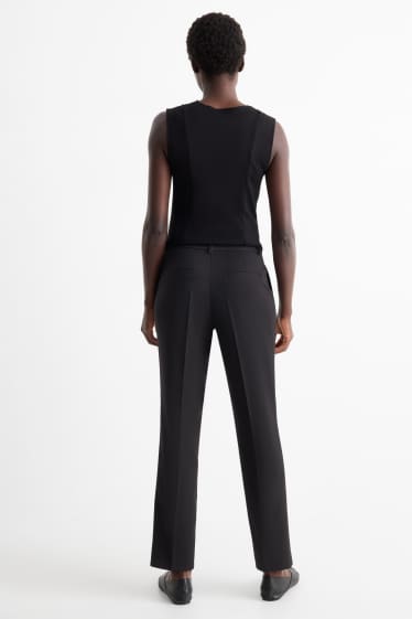 Femmes - Pantalon de toile - mid waist - tapered fit - noir