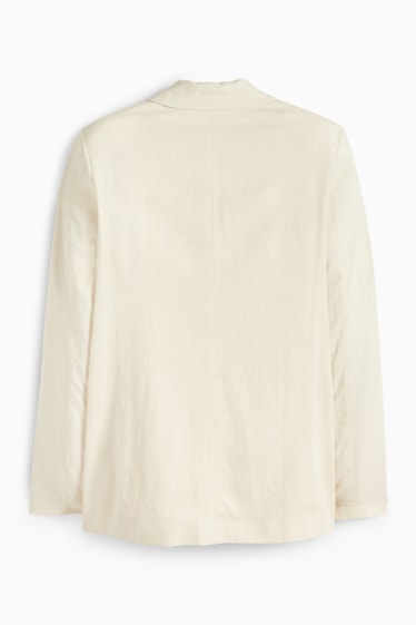 Damen - Longblazer - Regular Fit - Leinen-Mix - cremefarben