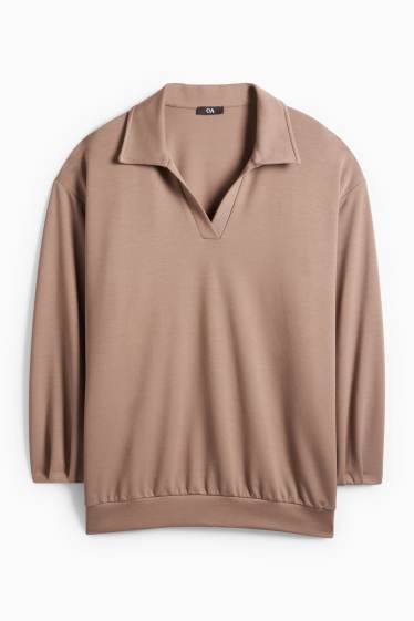 Femei - Bluză de molton - maro