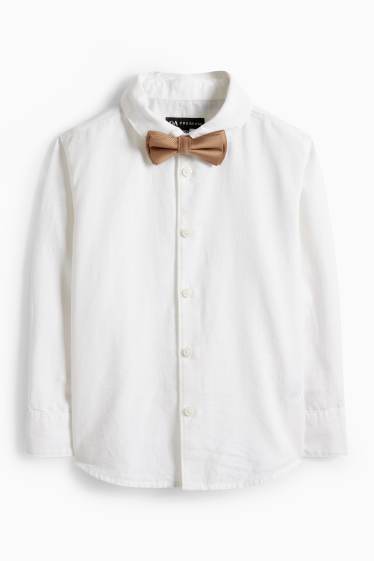 Children Boys - Set - shirt, waistcoat and bow tie - 3 piece - party - light beige