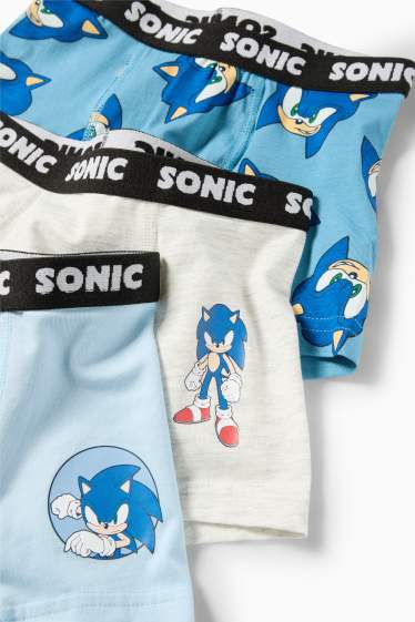 Kinder Jungen - Multipack 3er - Sonic - Boxershorts - hellblau