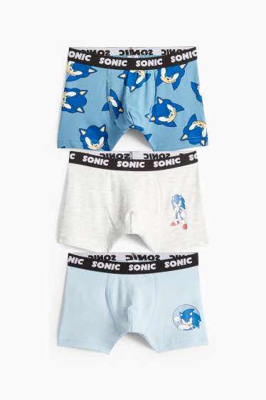 Kinder Jungen - Multipack 3er - Sonic - Boxershorts - hellblau