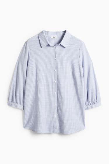 Women - Blouse - striped - white / light blue