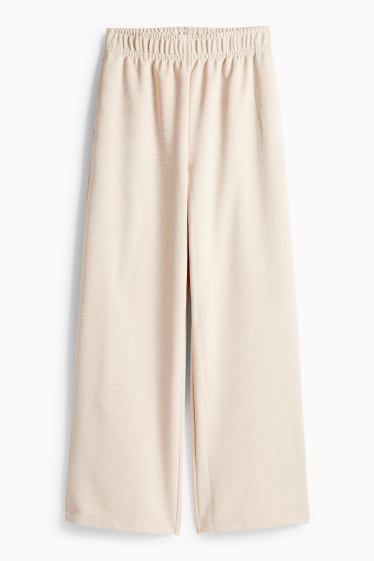Femmes - Pantalon de jogging - finition texturée - beige clair