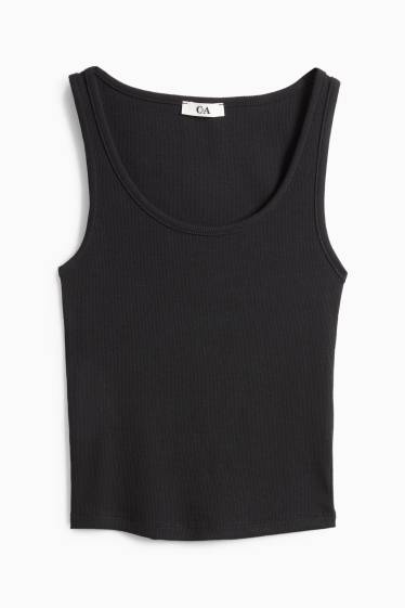 Donna - Top - a coste - nero