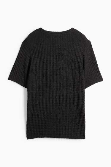 Damen - T-Shirt - Regular Fit - strukturiert - schwarz