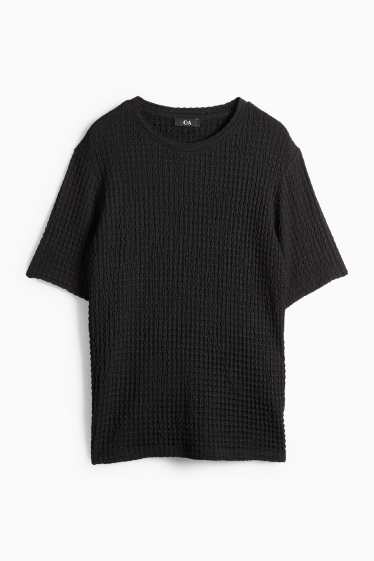 Damen - T-Shirt - Regular Fit - strukturiert - schwarz