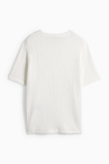 Damen - T-Shirt - Regular Fit - strukturiert - weiss