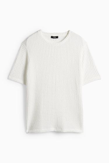 Damen - T-Shirt - Regular Fit - strukturiert - weiss