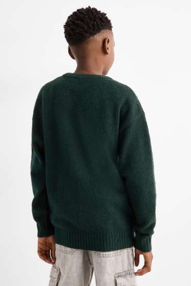 Enfants garçons - Pull en finition bouclé - vert foncé