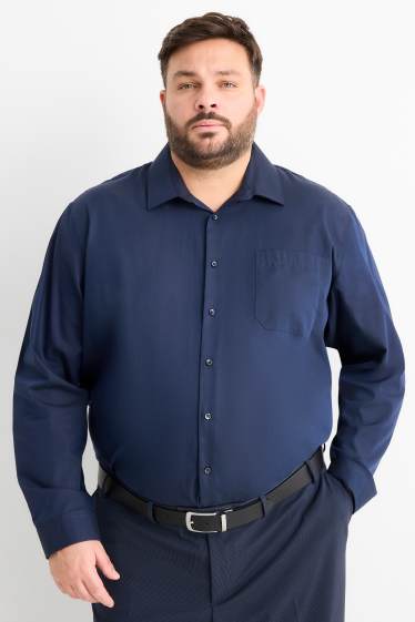 Uomo - Camicia - regular fit - collo all'italiana - facile da stirare - blu scuro
