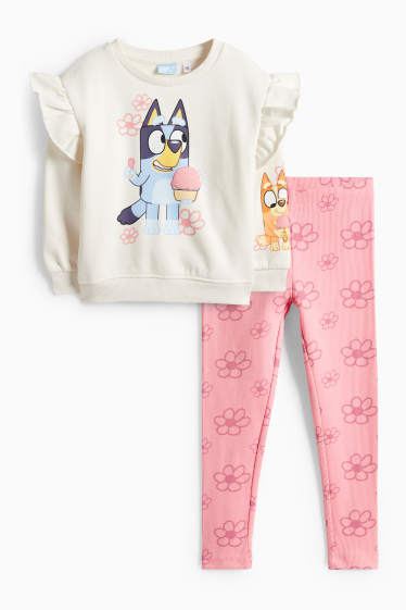 Enfants filles - Bluey - ensemble - sweat et legging - 2 pièces - blanc / rose