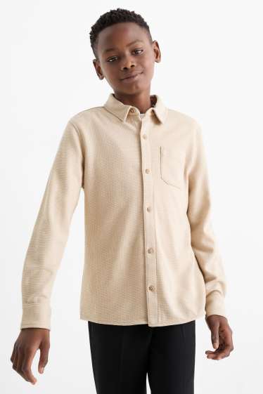Children Boys - Shirt - textured - light beige