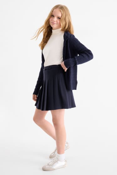 Kinder Mädchen - Faltenrock mit Gürtel - dunkelblau