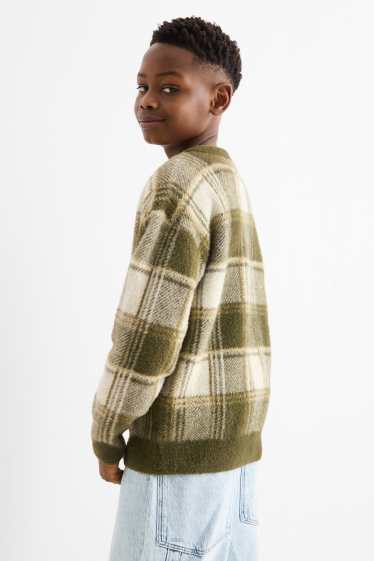 Děti - chlapci - Svetr - kostkovaný - zelená