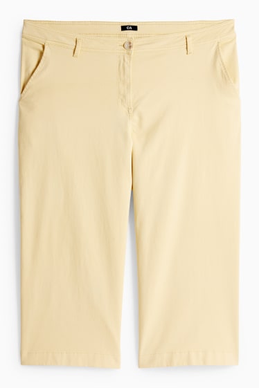 Femei - Pantaloni de stofă - talie înaltă - wide leg - galben