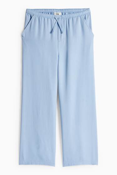 Enfants filles - Pantalon de toile - palazzo - bleu clair