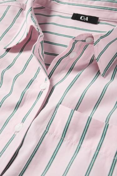 Damen - Bluse - gestreift - rosa