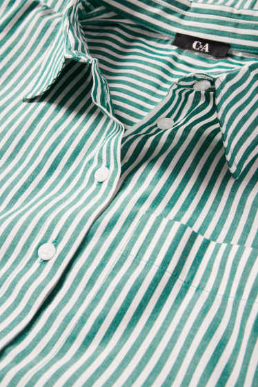 Damen - Bluse - gestreift - grün / cremeweiß