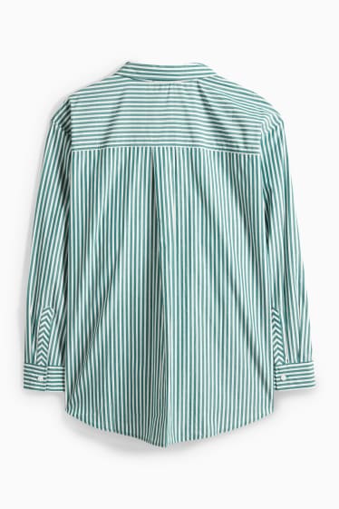 Damen - Bluse - gestreift - grün / cremeweiß