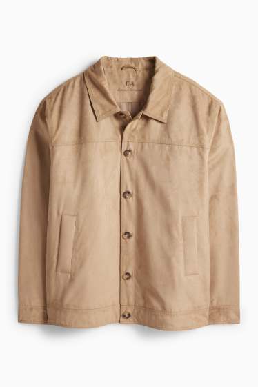 Hommes - Veste - faux suède - marron clair