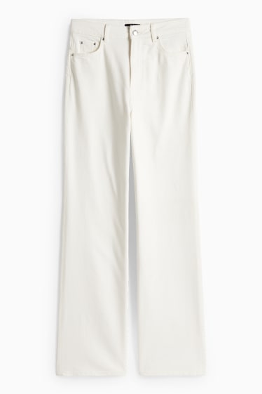 Femmes - Pantalon en toile - high waist - wide leg - blanc