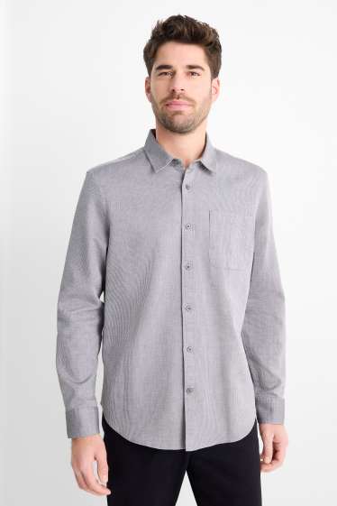 Home - Camisa - regular fit - Kent - texturada - gris