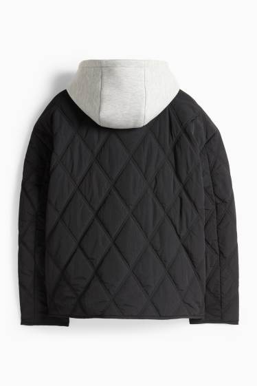 Damen - Steppjacke mit Kapuze - schwarz